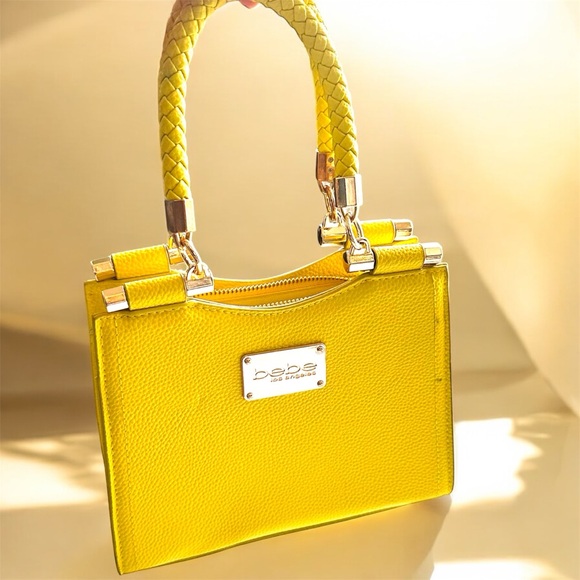 Bebe Erika Mini Shopper Hand Bag Bright Yellow With Drop Handle Barbiecore - Picture 2 of 13